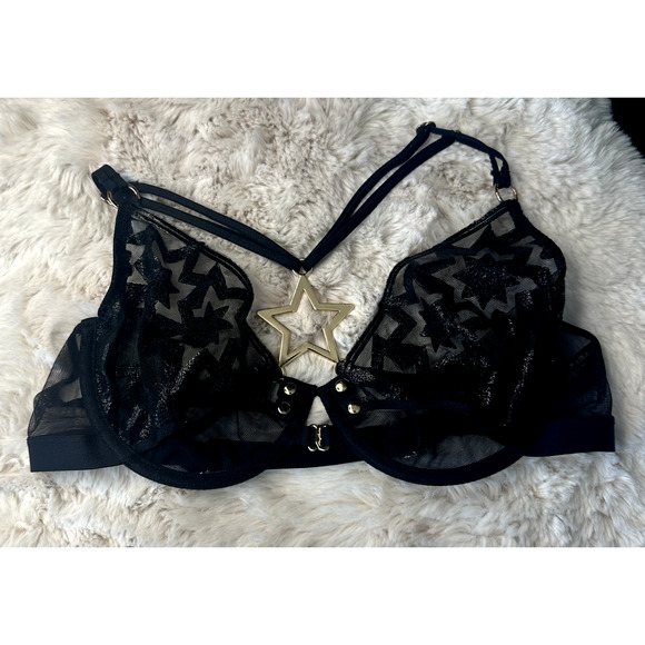 Honey Birdette FREDDY⭐🖤 Black Star 2 Piece Set 34D Bra & Small Thong - Picture 3 of 9